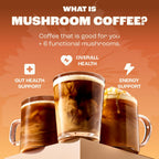 Mushroom Medium Roast Coffee USDA Organic with 6 Adaptogenic Mushrooms, USA Grown Instant Coffee for Better Energy, Focus Digestion Immunity with Lions Mane & Turkey Tail 30 Servings