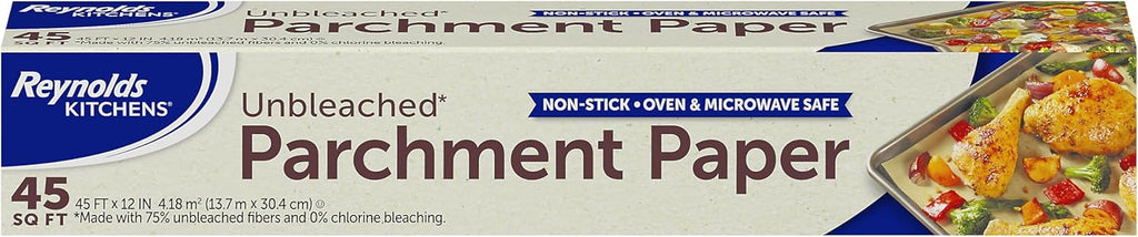 Kitchens Unbleached Parchment Paper Roll, Non Stick Parchment Paper for Cooking and Baking, Oven Safe up to 425 Degrees, Chlorine-Free, 45 Feet X 12 Inches, 45 Total Sq. Ft.
