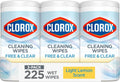 Free & Clear Cleaning Wipes, Light Lemon Scent, 75 Count, Pack of 3 (Pack May Vary)
