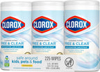 Free & Clear Cleaning Wipes, Light Lemon Scent, 75 Count, Pack of 3 (Pack May Vary)