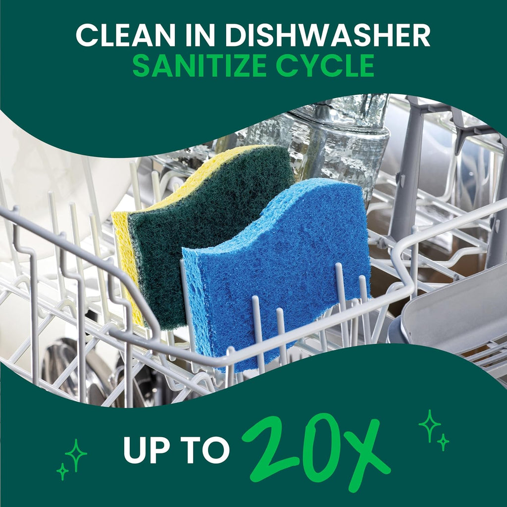 Zero Scratch Scrub Sponge, 6 Kitchen Sponges for Cleaning around the Home, Bathroom & More, Scratch-Free Dish Scrubber, Multi-Surface Safe, Best for Nonstick Pots and Pans