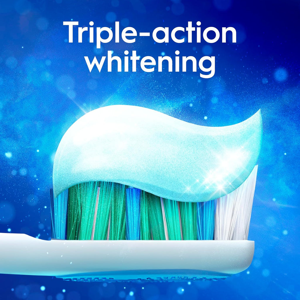 3D White Advanced, Teeth Whitening Toothpaste for Adults, 3.7 Oz, 4 Pack, Cavity Protection Fluoride Toothpaste, Strengthens Enamel, Travel Size Toiletries